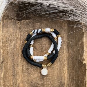 Black, white and gold bracelet set